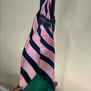 Tommy Hilfiger Pink and Blue Diagonal Striped Tie